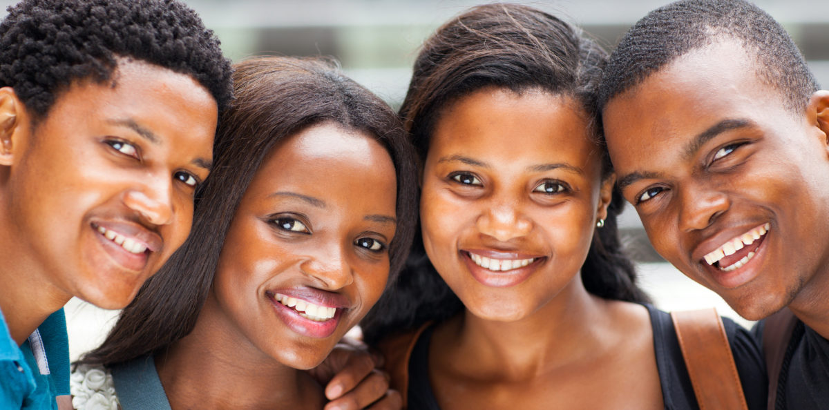 group of african american colege students closeup