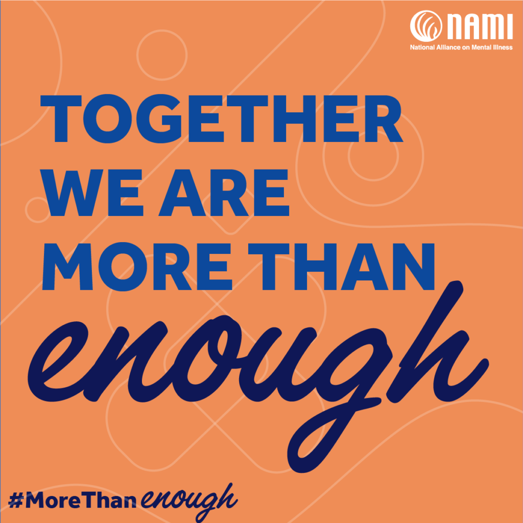a stylized phrase that says "together we are more than enough"