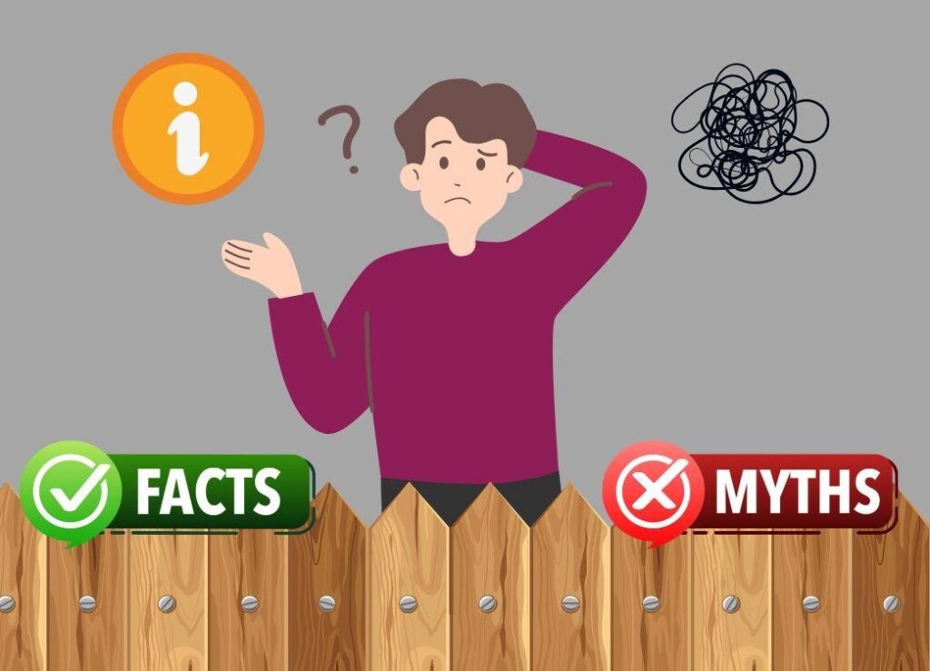 Graphic illustration of a person confused about what are facts and myths