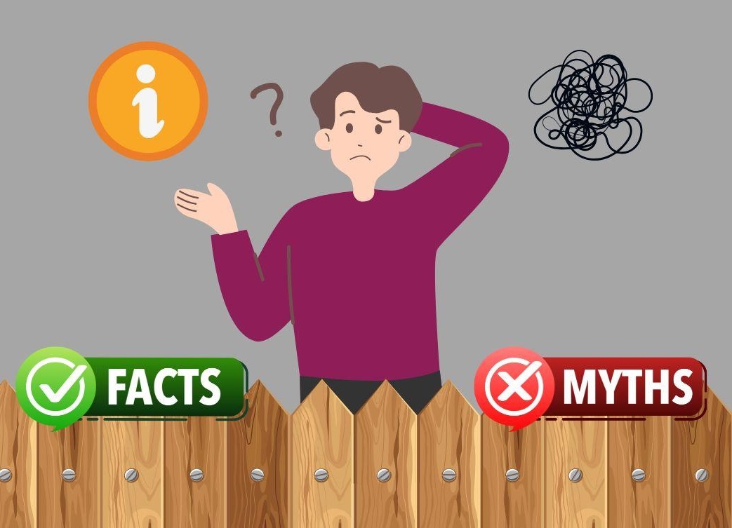 Graphic illustration of a person confused about what are facts and myths